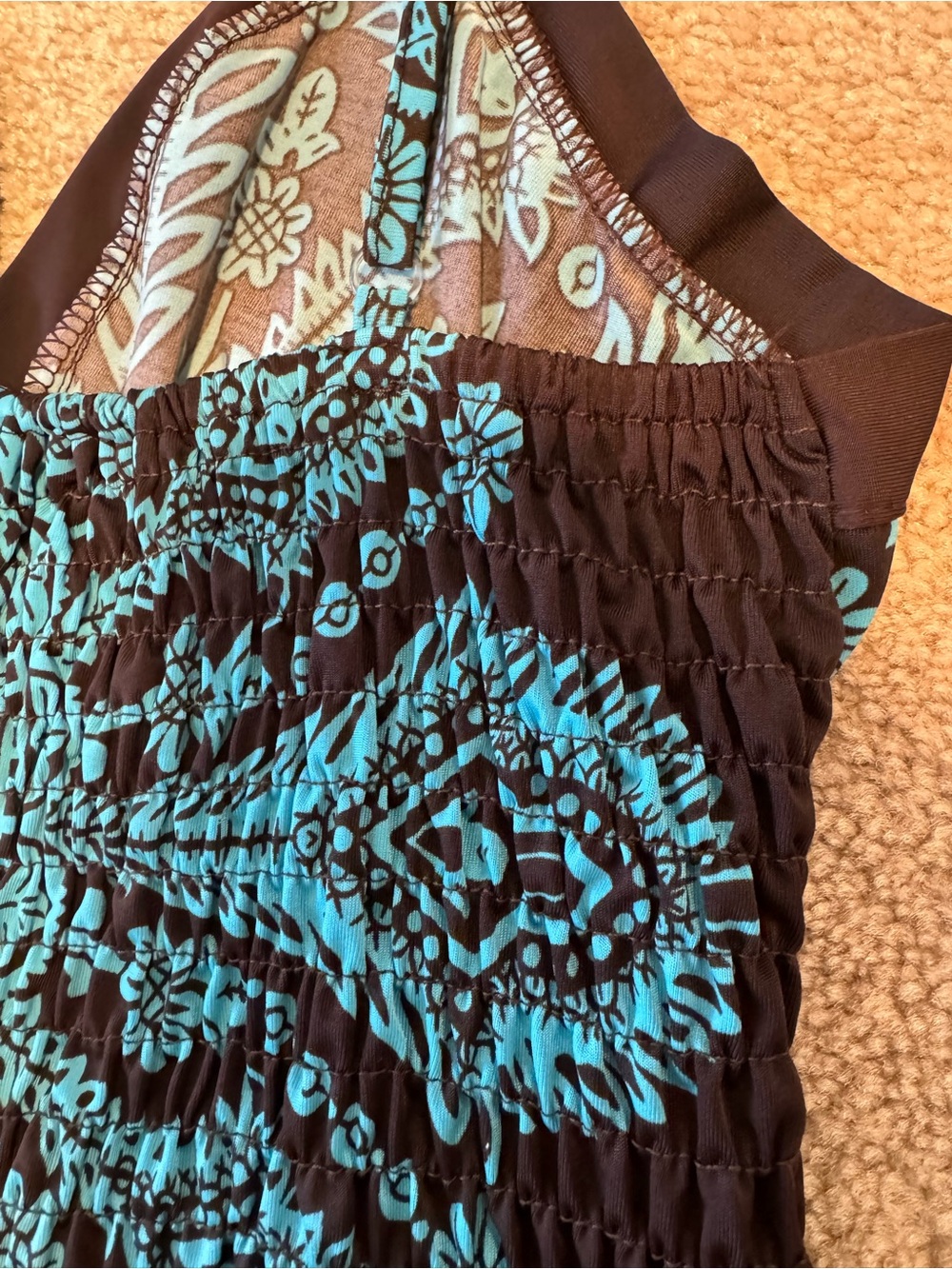 Teal Paisley Print Brown Summer Dress - Picture 7 of 16